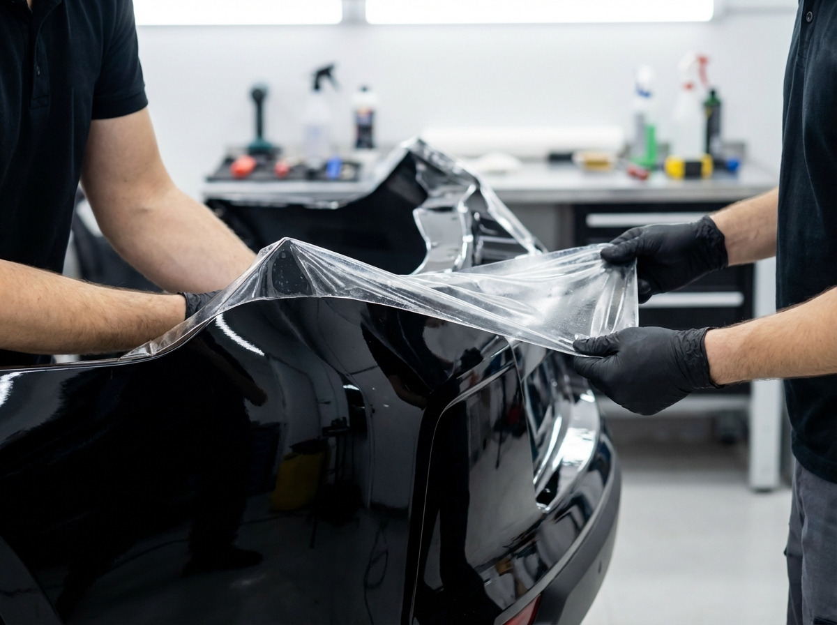 Luxury car with PPF and ceramic coating showing perfect paint protection and gloss